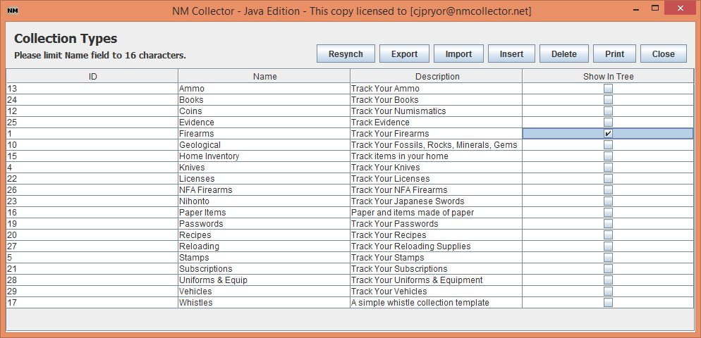 Manage Collection Types