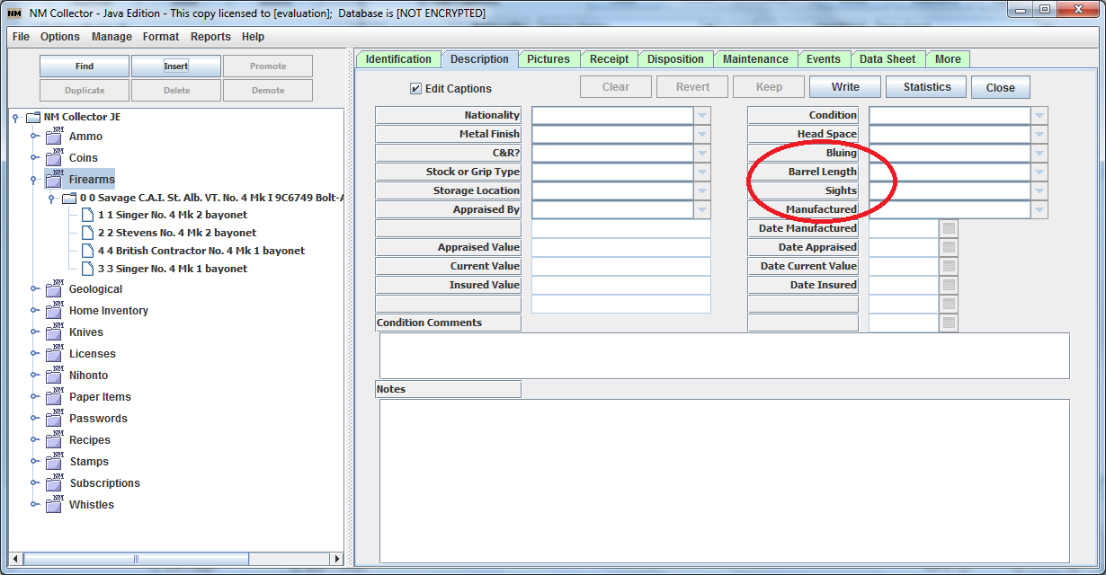 create new Description fields