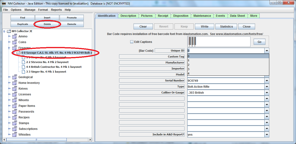 delete sample NM Collector Software Data step 1.