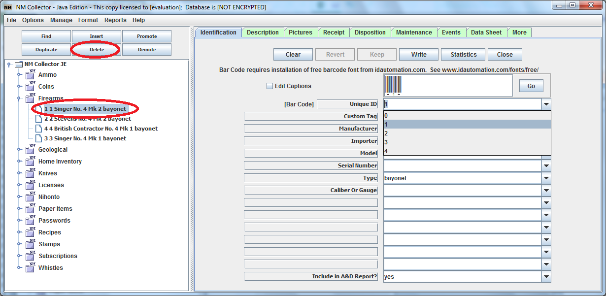 delete sample NM Collector Software Data step 2.