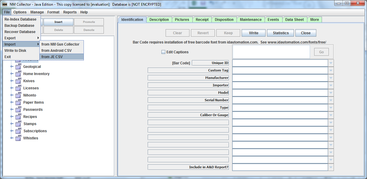 import MyGunDB data to NM Collector