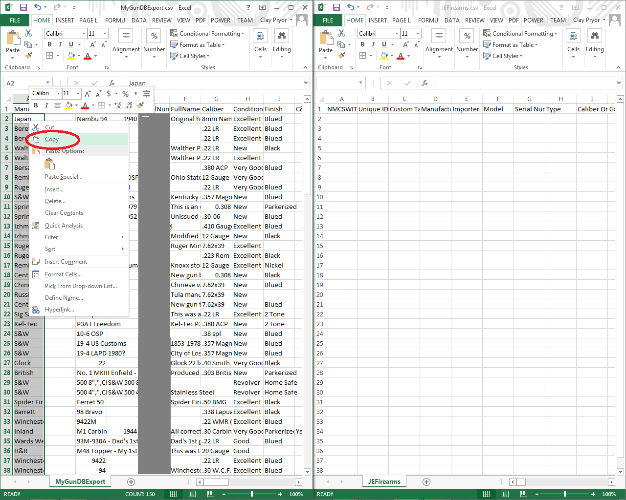 select data to copy step 2